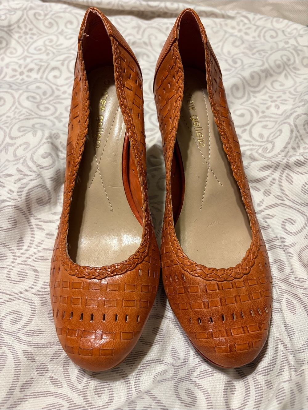 Andrew Geller Woven Leather 4” Stiletto Heels Burnt Orange Size 7